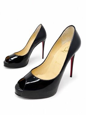 Christian Louboutin New Very Prive Patent Leather Peep Toe Heels Women Size 37